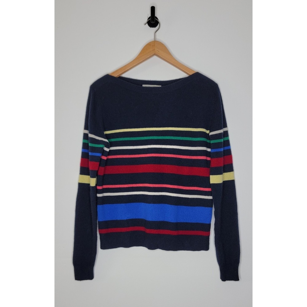 Autumn Cashmere 100% Cashmere Multicolored Striped Sweater Women's Size Medium